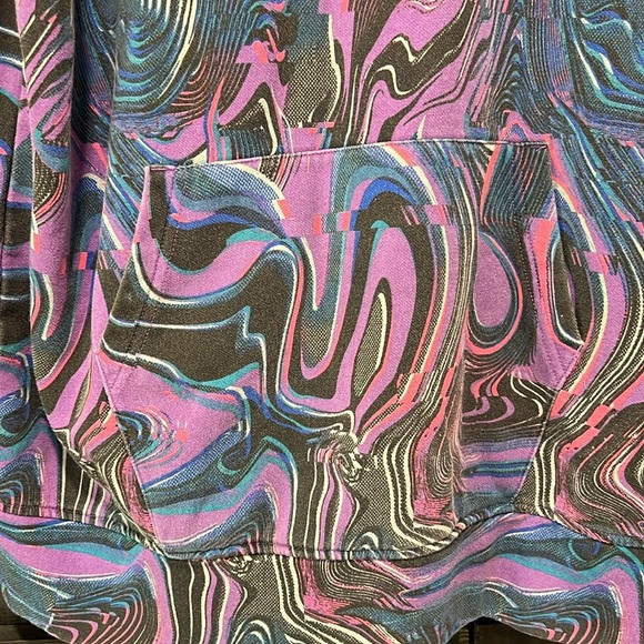Gymshark Hoodie S Marbled Purple Blue Logo Cotton Blend Athletic Workout Stretch - Picture 4 of 8